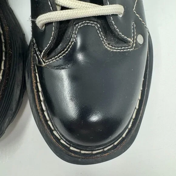 Alexander McQueen Tread Black Leather Lace Up Combat Boots EU 38 - Picture 5 of 16